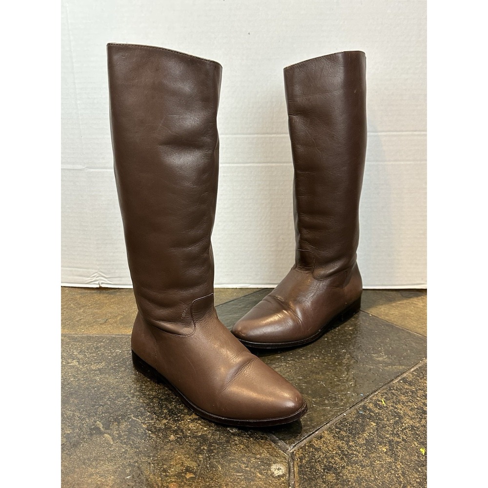 Vintage Marc Alpert Brown Leather Riding‎ Slouch Boots Women's Size 7 Mid-Calf